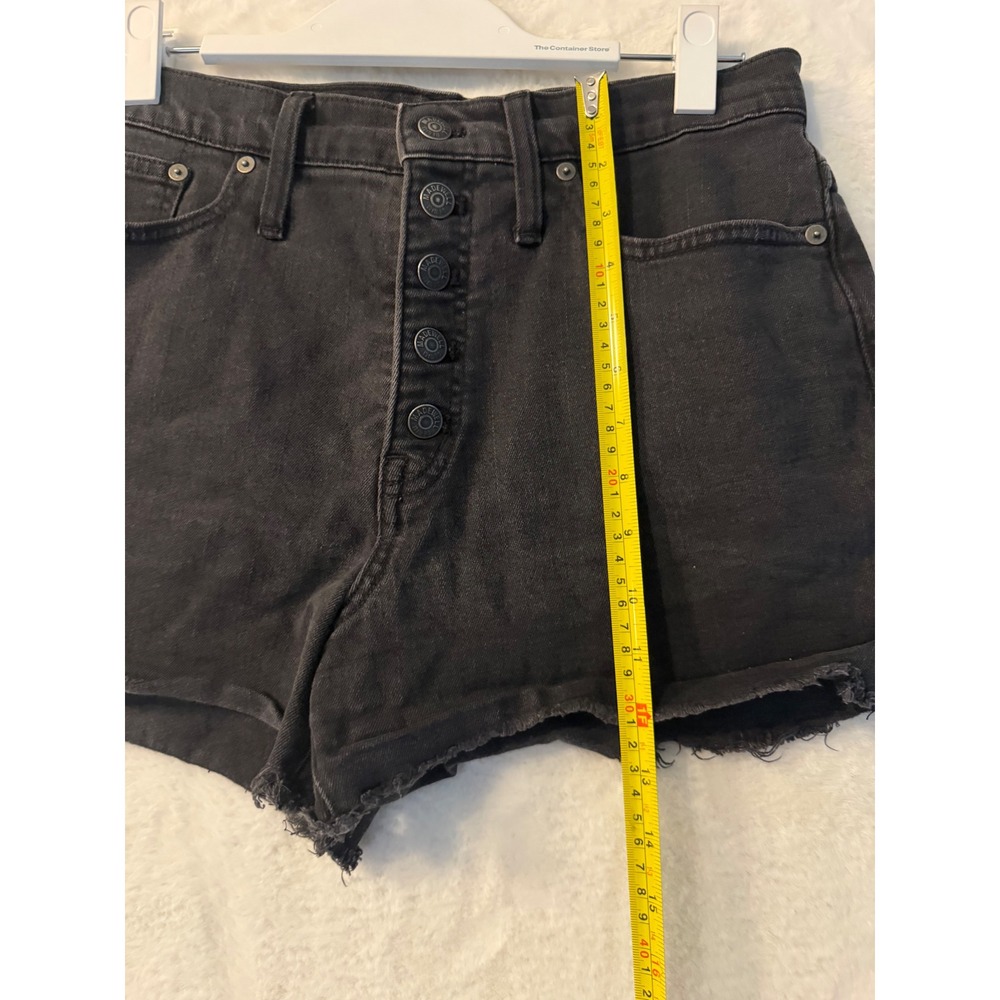 Madewell Women 26 High-Rise Denim Shorts Button Fly Cut-Off Black G5167